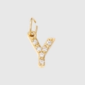 Sparkling gold stainless steel letter Y pendant with inlaid crystals for DIY jewelry - Letter Y(ZP39269) / Gold