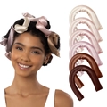Five-color satin heatless curling rod set for women featuring champagne and pink silk tones - Mixed Colors 6PCS (Bagged)