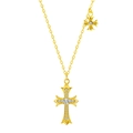 Lussuosa collana a croce in argento S925 placcato oro con zirconi bianchi brillanti - Argento 925 / Collana Placcata Oro