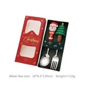 Set di posate natalizie in acciaio inox con manici in silicone Babbo Natale e albero - Argento Stile A - 2Pezzi