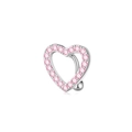 Silver stainless steel heart belly ring inlaid with vibrant pink zircon stones - Reverse Heart Belly Ring