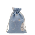 Blue cotton drawstring pouch with cartoon cat and cloud print for gift packaging - 10*14cm / Blue Rabbit