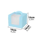 Light blue square cake box with window and handle, 16x16x15cm durable cardboard - 4 Inch Tall Blue With Tray