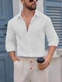 Camicia bianca uomo slim fit caratterizzata da tessuto waffle seersucker di pregio - S / Bianco