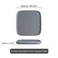 French style forest grey blue 8-inch square ceramic plate with hammer pattern - Forest Grey Blue 8 Inch Square Plate