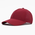 Breathable quick-dry baseball cap in deep red with laser-cut mesh side vents - Red