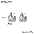 Detailed specs of silver abstract flower stud earrings in stainless steel with dimensions - Silver Abstract Lava Style (BE46532AW0)