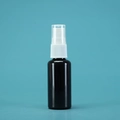 Deep amber glass spray bottle with white plastic pump and transparent cap - 30ml / Black Bottle White Spray