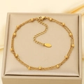Detail view of 18K gold plated double-layer beaded chain made of premium stainless steel - Gold Style (KB205548-Z)