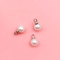 White round pearl pendants with silver metal caps for DIY jewelry and bracelets - 5mm Silver Round