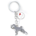 Schnauzer Hund Metall Schlüsselanhänger mit Silberring und I love dogs Anhänger - Graues Herz Schnauzer (M10192)
