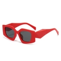 Fashionable bright red geometric polygon sunglasses with dark grey protective lenses - Red Frame Dark Grey Lens