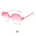 Pink gradient rimless irregular polygon sunglasses with semi-transparent temples - Dual-tone Pink