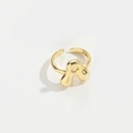 Close-up of gold plated adjustable ring with thick liquid metal melting design texture - Gold Letter A