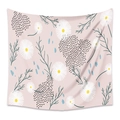 Detail of pink bohemian tapestry featuring white daisies and green leaf patterns - 73X95CM (Cross-border Brushed) / ZJ623-38/Pink Daisy Field