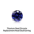 Titanium steel labret stud with a brilliant round blue zircon in a four-prong setting - M0.9*3mm (Head Only) / Blue Glass