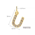 Gold plated 14K U-shaped letter pendant with zircon stones, height 9mm and weight 0.31g - Letter U