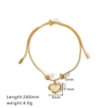 Adjustable gold heart bracelet with white mother of pearl inlay and beaded chain detail - Gold (HF-S4137)