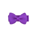 Detailed view of a mini purple fabric hair bow for girls with soft woven texture - Purple