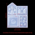 Snowflake Christmas house silicone mold with dimensions for DIY resin casting and crafts - Snowflake Christmas House