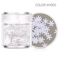 White snowflake nail art sequins for DIY manicure, white hexagonal flakes in XH005 jar - XH005-White Snowflake