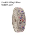 6.3cm khaki faux linen ribbon with American flag stars and USA print for crafts - 6.3cm Width Khaki USA Flag Ribbon