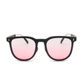 Foldable black frame sunglasses with pink gradient lenses and silver metal accents - 3rd Gen - Matte Black Blush Lens