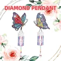 DIY diamond painting suncatcher wind chime with blue and yellow butterfly crystal pendant - DZ-10 Butterfly Wind Chime