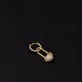 Creative gold safety pin earring with micro-paved zircon heart charm in a punk style - Heart Safety Pin Pendant Style (341-12#) / Gold