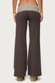 Back view of brown wide-leg trousers with striped waist contrast and relaxed fit - S / Brown