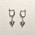 Silver double-hoop earrings featuring 3D heart-shaped charms with a polished finish - Silver U-Shape (SH005)