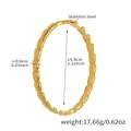 Detalle de pulsera segmentada de acero inoxidable dorado con cierre y dimensiones - Z389-Textura de Bambú Segmentada / Dorado