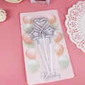 Silver heart and star shaped birthday candle set with shiny metallic finish - Heart & Star Candle (Silver)