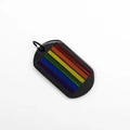 Punk style rainbow flag design on black titanium steel rectangular dog tag pendant - Black (Pendant Only)