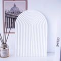 White arched plaster tray with wave texture for jewelry and cosmetic photography - GB01 Extra Large Arch (32*22*1cm)