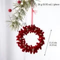 Christmas burgundy flocked wreath pendant with crystal decor, 11.5cm diameter ornament - Wine Red Flocking Wreath