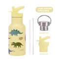 Yellow 350ml dinosaur kids water bottle with handle lid, straw lid and brush - 350ml / Light Yellow 7A