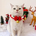 Christmas pet knitted collar with red bow and gold bell for cats and dogs festive attire - S (1-3kg) / Gold Bell Red Collar