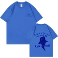 Königsblaues Baumwoll-T-Shirt mit Wal-Print und Everything Whale Be Alright Spruch - S / Königsblau