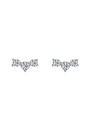 Elegant S925 sterling silver stud earrings featuring three curved clear zircon stones - Ear Studs (ED3458)