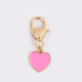 Close-up of pink heart charm pendant with golden lobster clasp for keychains and bags - Pink Heart