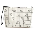 Pochette per trucchi in tela a scacchi con stampe di gatti e cinturino da polso - Stile Griglia di Gatto (17x25cm)