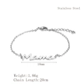 Silver stainless steel Mama script letter pendant necklace with lobster clasp and chain - LB1160 Bracelet / Silver