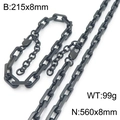 Set di gioielli in acciaio inossidabile nero con collana e bracciale regolabili neri - Bracciale / Nero