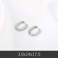 Polished silver stainless steel U-shaped hoop earrings in 3.0x14x17.5mm size - 3*14*17.5mm / Steel