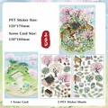 Peach Garden theme PET sticker set with scene card for DIY 3D scenery decoration - Peach Garden Leisure (My Small House Series 4)