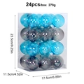 Set of 24 blue and grey 6cm Christmas ball ornaments in a clear PVC storage box - Blue Grey
