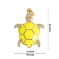 Detail view of gold sea turtle pendant with 18k plating and dimension measurements - DZY-2988 Yellow Turtle