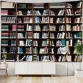 Arazzo libreria realistico da parete per decorazione studio e ufficio in casa - 150x130cm / Libreria Retro 2