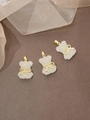 Trois mignons pendentifs ours blancs mats avec nœuds dorés pour bijoux DIY - Blanc laiteux
